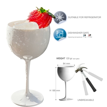 White plastic balloon wine glass 40 cl.