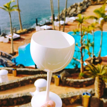 White plastic balloon wine glass 40 cl.