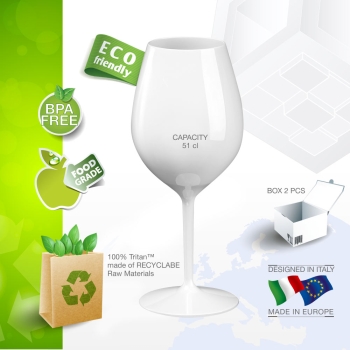 Reusable wineglass made of white plastic 51 cl.