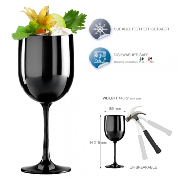 Wine glass Piscine 48 cl. black plastic