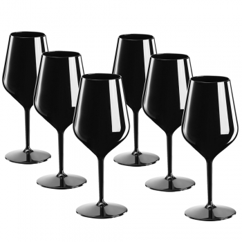 Reusable wineglass black made of plastic 47 cl.