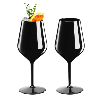 Wine glass reusable black plastic 47 cl.