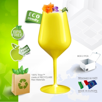 Weinglas Mehrweg Gelb aus Plastik