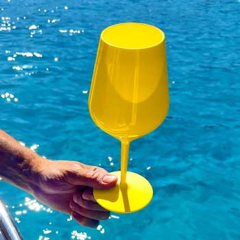 Weinglas Mehrweg Gelb aus Plastik