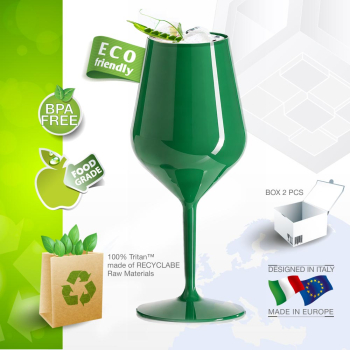 Preview: Weinglas Mehrweg Grün aus Plastik