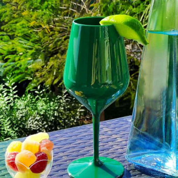 Preview: Weinglas Mehrweg Grün aus Plastik
