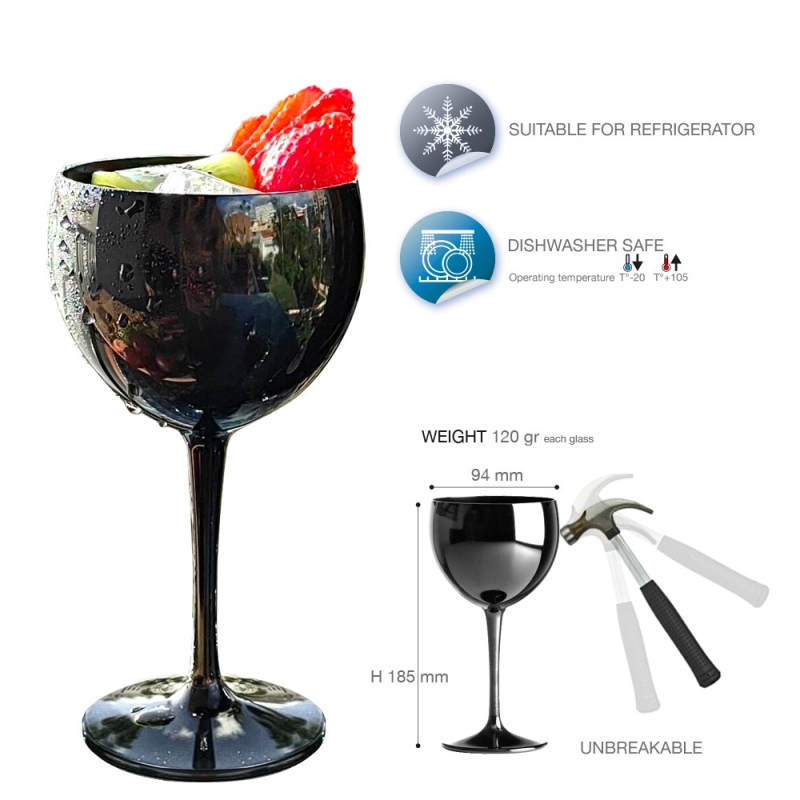 Black plastic balloon wine glass 40 cl.