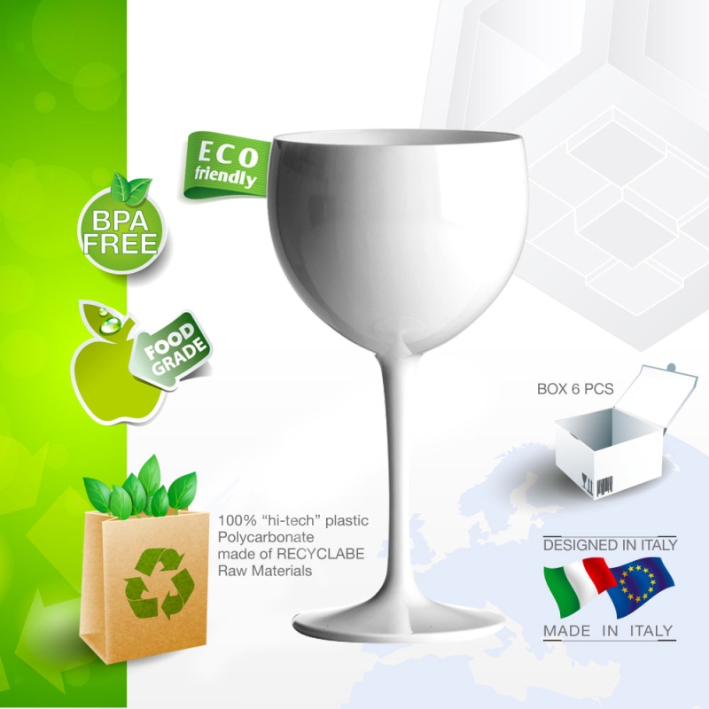 White plastic balloon wine glass 40 cl.