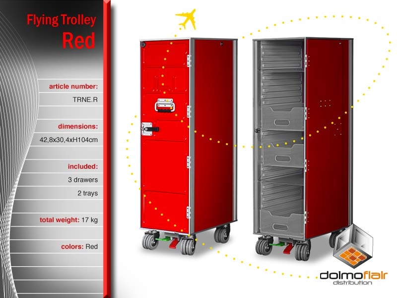 Airline trolley in aluminum red
