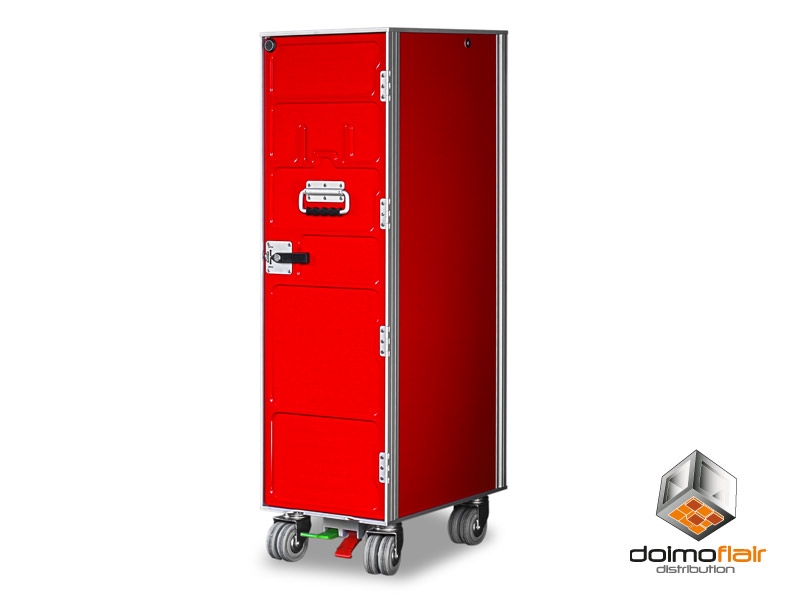 Airline trolley in aluminum red