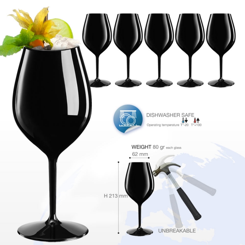 Reusable wineglass black