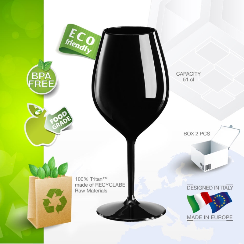 Reusable wineglass black