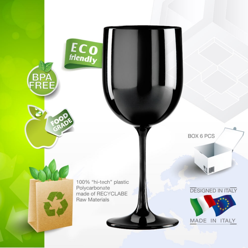 Wine glass Piscine 48 cl. black plastic