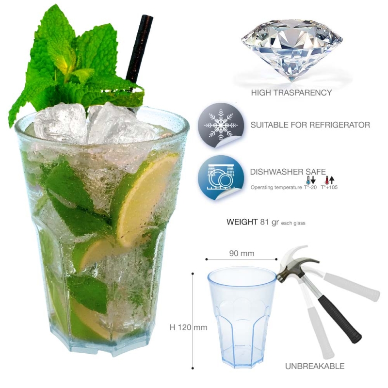 Cocktail glass made of plastic
