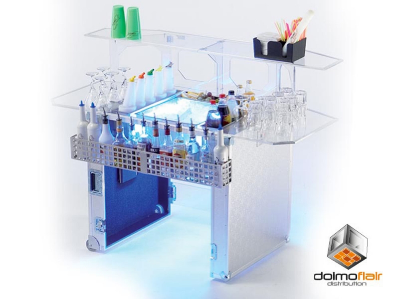 Mobile Plexiglas Theke in Koffer