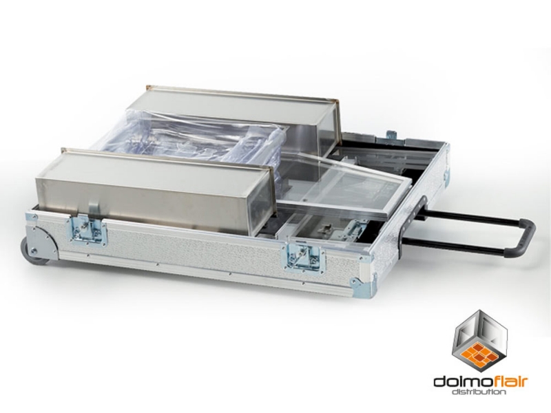 Mobile Plexiglas Theke in Koffer