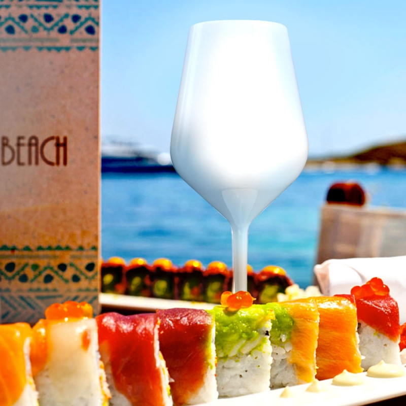 Reusable wineglass white made of plastic 47 cl.