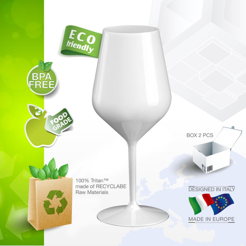 Wine glass reusable white plastic
