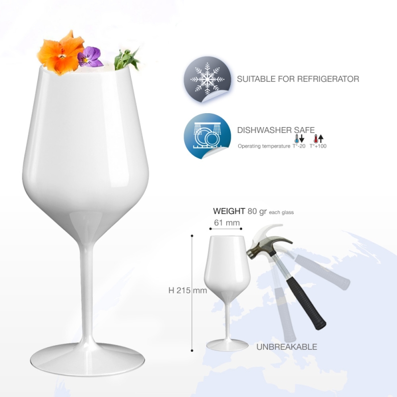 Wine glass reusable white plastic