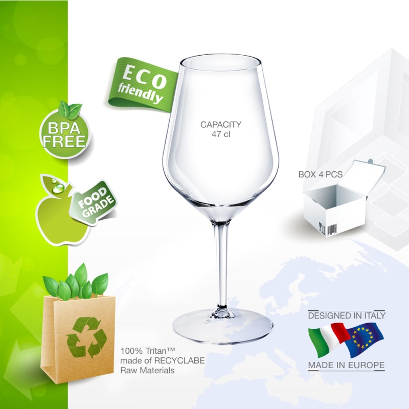 Reusable wineglass made of plastic 47 cl.