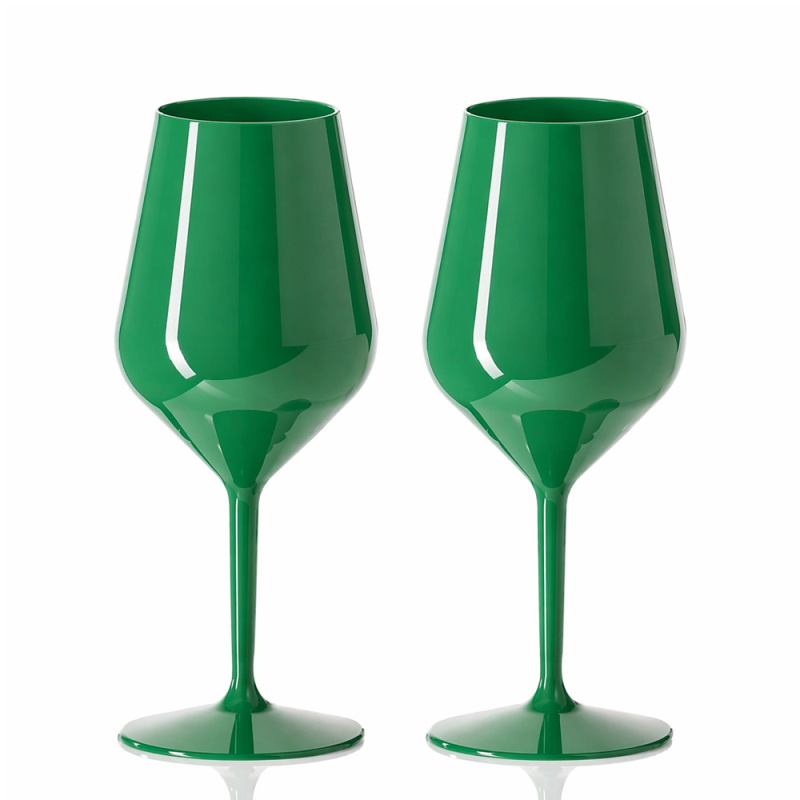 Wine glass reusable green plastic
