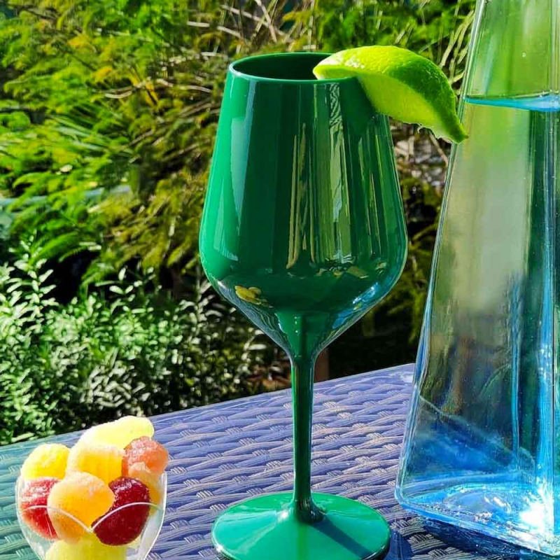 Wine glass reusable green plastic